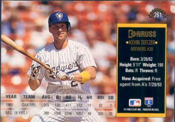 Kevin Seitzer  baseball card collectible - Main Image 2
