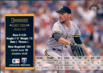 Randy Tomlin  baseball card collectible - Main Image 2