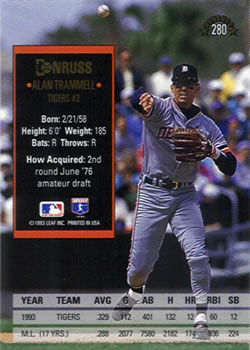 Alan Trammell  baseball card collectible - Main Image 2