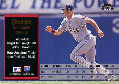 J.T. Snow  baseball card collectible - Main Image 2