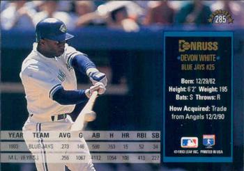 Devon White  baseball card collectible - Main Image 2
