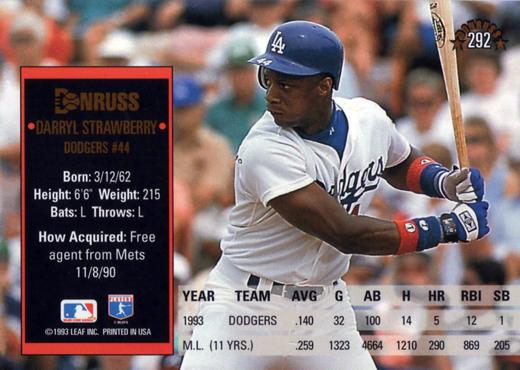 Darryl Strawberry  baseball card collectible - Main Image 2