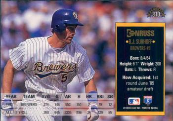 B.J. Surhoff  baseball card collectible - Main Image 2