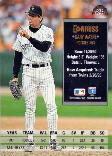 Gary Wayne  baseball card collectible - Main Image 2