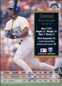 Greg Vaughn  baseball card collectible - Main Image 2