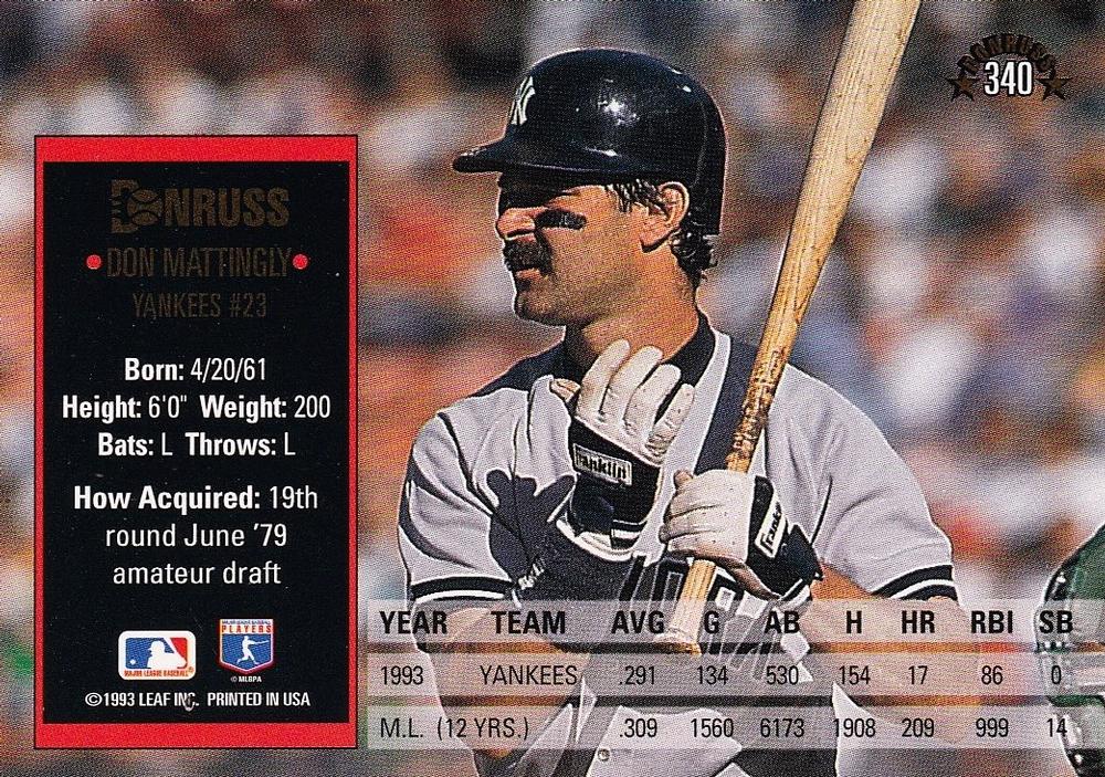 Don Mattingly  baseball card collectible - Main Image 2