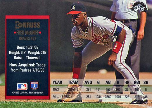 Fred McGriff  baseball card collectible - Main Image 2
