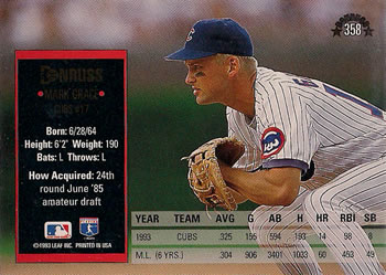Mark Grace  baseball card collectible - Main Image 2