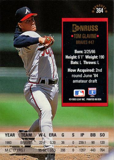 Tom Glavine  baseball card collectible - Main Image 2