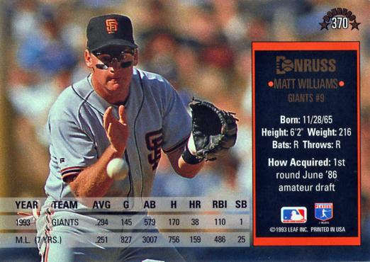 Matt Williams  baseball card collectible - Main Image 2