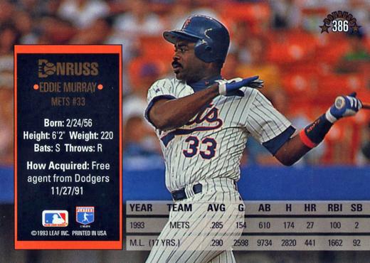 Eddie Murray  baseball card collectible - Main Image 2