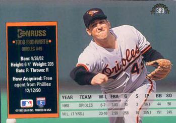 Todd Frohwirth  baseball card collectible - Main Image 2