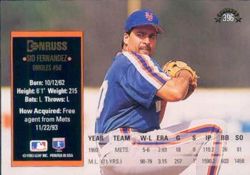 Sid Fernandez  baseball card collectible - Main Image 2