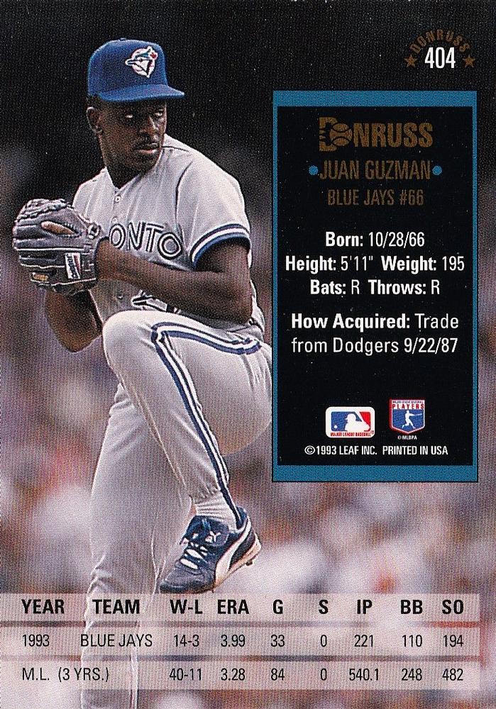Juan Guzman  baseball card collectible - Main Image 2
