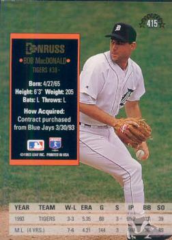 Bob MacDonald  baseball card collectible - Main Image 2