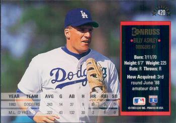 Billy Ashley  baseball card collectible - Main Image 2