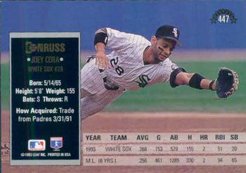 Joey Cora  baseball card collectible - Main Image 2