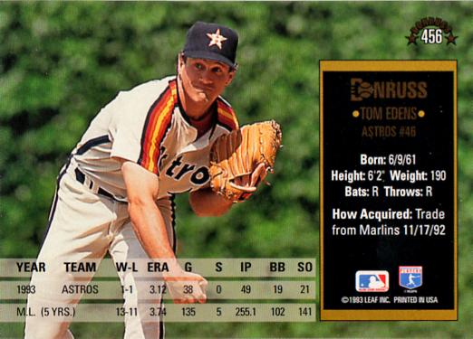 Tom Edens  baseball card collectible - Main Image 2