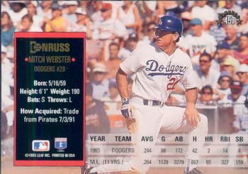 Mitch Webster  baseball card collectible - Main Image 2