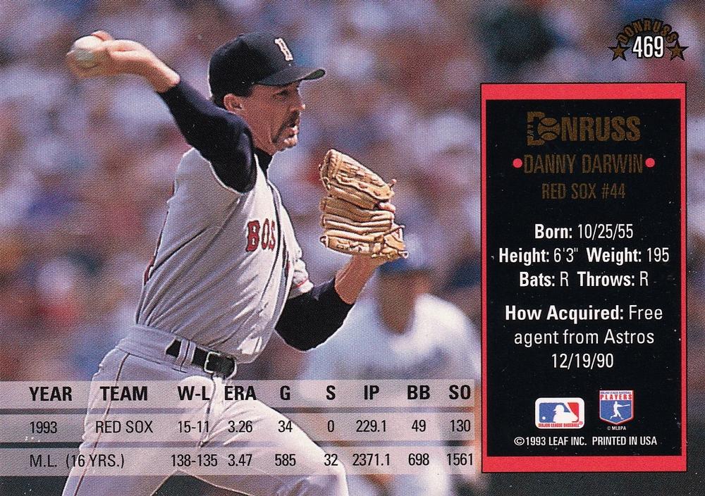 Danny Darwin  baseball card collectible - Main Image 2