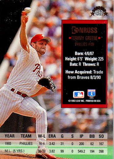 Tommy Greene  baseball card collectible - Main Image 2