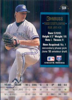 Todd Stottlemyre  baseball card collectible - Main Image 2