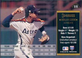 Andujar Cedeno  baseball card collectible - Main Image 2