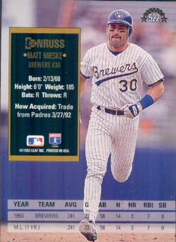 Matt Mieske  baseball card collectible - Main Image 2