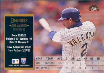 Jose Valentin  baseball card collectible - Main Image 2