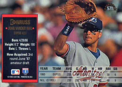 John Vander Wal  baseball card collectible - Main Image 2