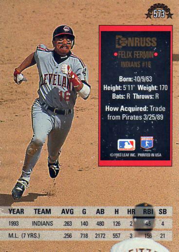 Felix Fermin  baseball card collectible - Main Image 2