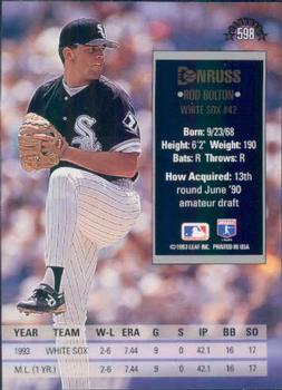 Rod Bolton  baseball card collectible - Main Image 2