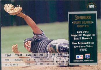 Danny Sheaffer  baseball card collectible - Main Image 2