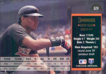 David Segui  baseball card collectible - Main Image 2