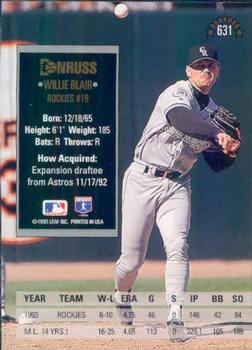 Willie Blair  baseball card collectible - Main Image 2