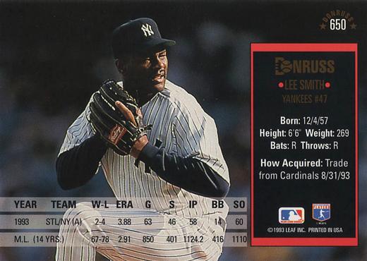 Lee Smith  baseball card collectible - Main Image 2