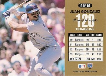 Juan Gonzalez  baseball card collectible - Main Image 2