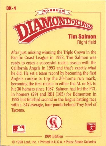 Tim Salmon  baseball card collectible - Main Image 2