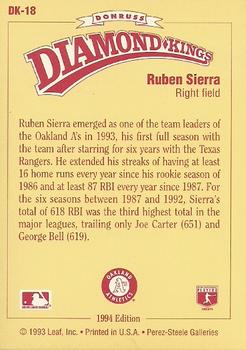 Ruben Sierra  baseball card collectible - Main Image 2