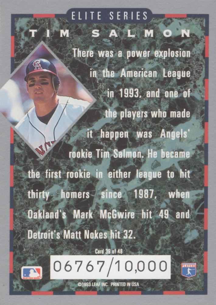 Tim Salmon  baseball card collectible - Main Image 2