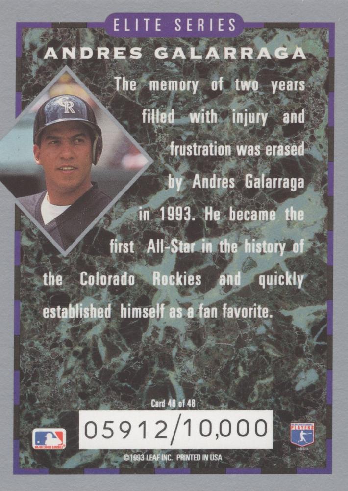 Andres Galarraga  baseball card collectible - Main Image 2