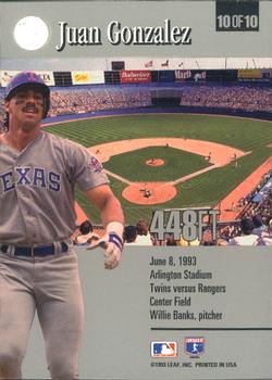 Juan Gonzalez  baseball card collectible - Main Image 2