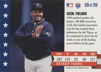 Cecil Fielder  baseball card collectible - Main Image 2