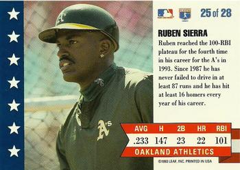 Ruben Sierra  baseball card collectible - Main Image 2