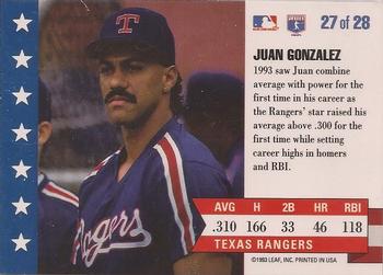 Juan Gonzalez  baseball card collectible - Main Image 2