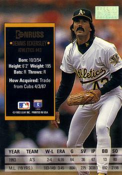 Dennis Eckersley  baseball card collectible - Main Image 2