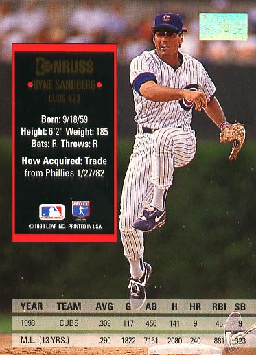 Ryne Sandberg  baseball card collectible - Main Image 2