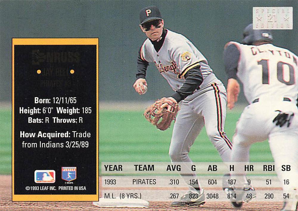 Jay Bell  baseball card collectible - Main Image 2