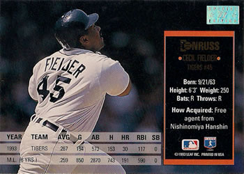 Cecil Fielder  baseball card collectible - Main Image 2
