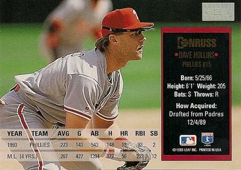 Dave Hollins  baseball card collectible - Main Image 2